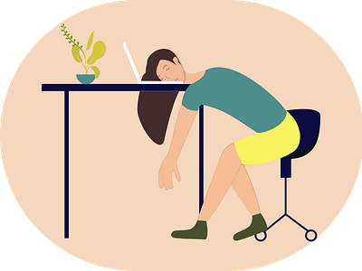 Sleeping Girl On Table activity character design figmadesign girl character girl illustration icon vector illustration vector vector illustration