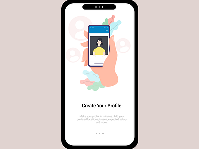 Onboarding UI 4 character create create profile figmadesign girl character illustration mobile app mobile ui onboarding screen onboarding ui profile profile page ui uiux ux vector illustration