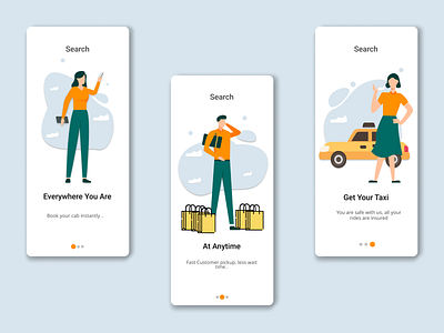 Cab booking onboarding UI set