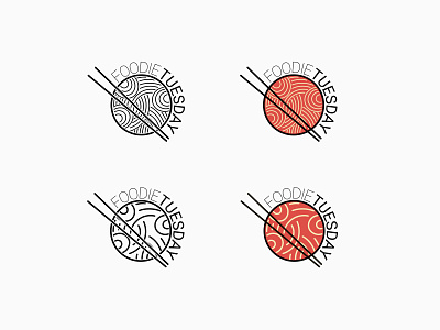 Foodie Tuesday logo bw china chopsticks colour design flat food foodie illustration illustrator logo noodles tv