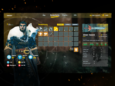 Valheim Inventory Page game game interface game ui god of war graphic game design hud inventory trend game ui valheim weapon weapon ui