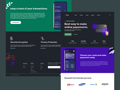 EPay - Landing page concept bank blur credit crad darkmode darktheme digital bank glassmorphism gradient hero header homepage ui interface landing page payement transaction typography ui design wallet web website