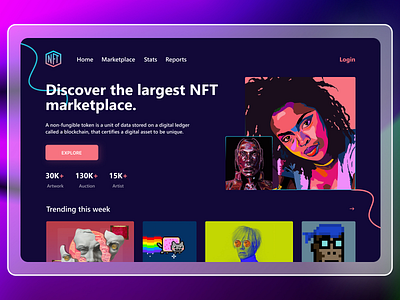 NFT Marketplace Website clean crypto cryptoart digitalart minimal nft trading ui ux website