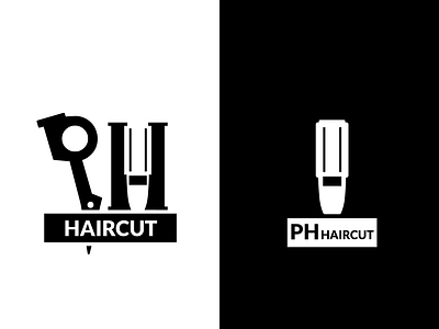 PH HAIRCUT LOGO DESIGN GRAPHIC barbearia barber brand branding design graphic design logo maquina de barbear nife media rodrigo alessander scissors shaving machine tesoura