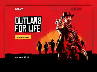 Outlaws For Life design product design red dead redemption ui user interface user interface design videogame web webdesign