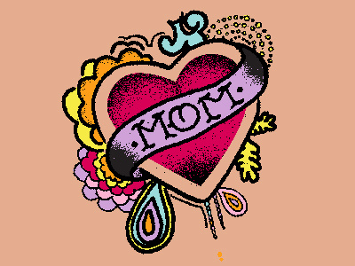 Mother's Day haircare illustration tattoo texture