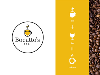 Bocattos logo / Cafe-Bar ☕️ abstract animation art bar branding cafe coffe design flat illustrator logo minimal sweet wine