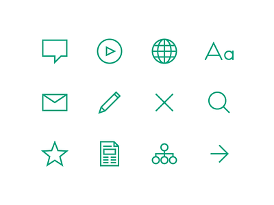 PEN Website – Icons arrow comment edit email global green icons player search text