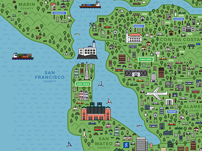 The Bay Area bay area illustration map san francisco start up tech