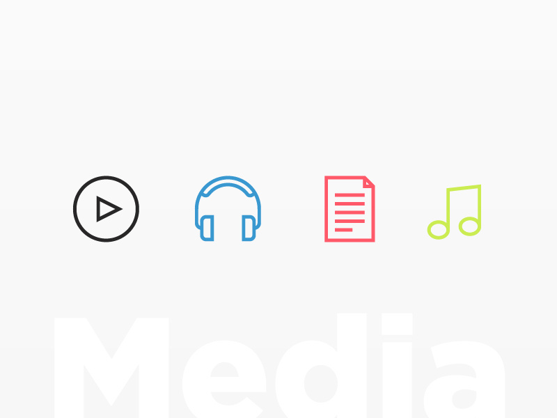 C4 Website – Icons audio music notes sound play media clean simple line colour logo icon