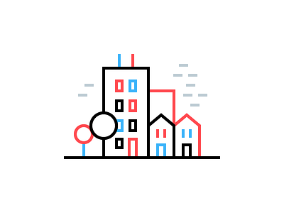 Community building city colourful community icon illustration line symbol unity