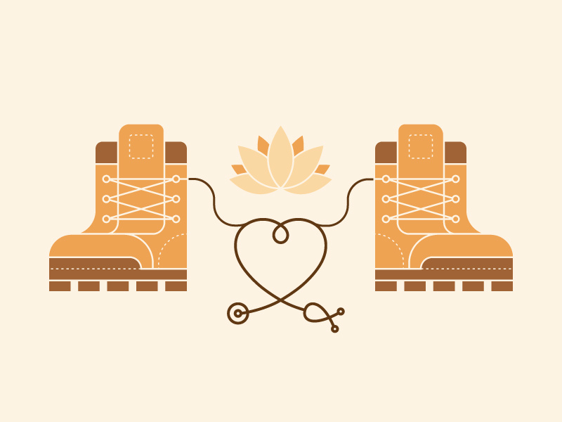 Hike & Hatha for the Health Hub yoga heart icon illustration stethoscope nursing flower lotus boot health hatha hike