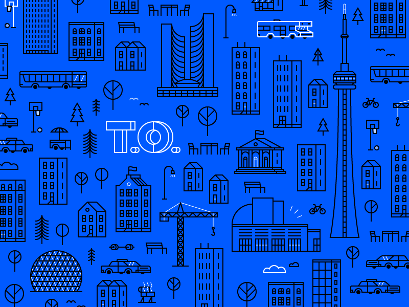 Neighbourhoods of Toronto car house line tower skyscraper illustration icon buildings city toronto