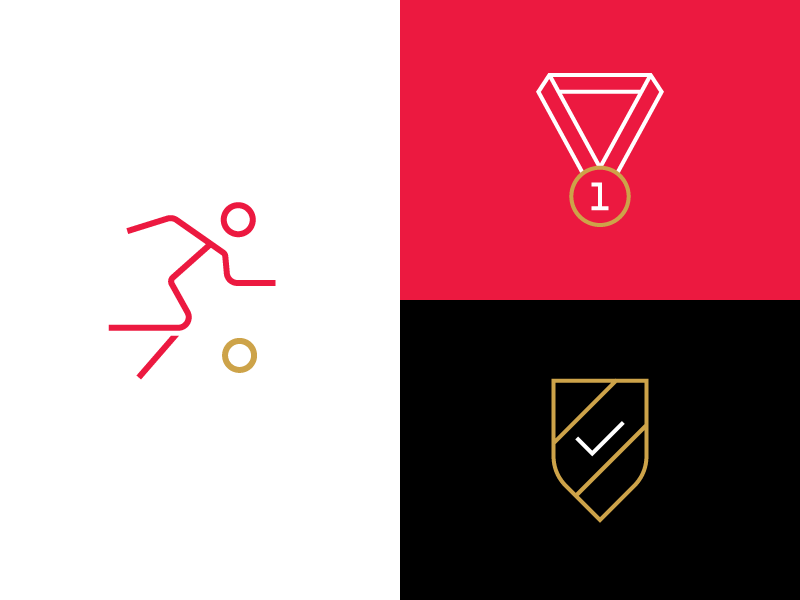 Simple Athletic Icons design line sketch graphic shield medal run soccer athlete illustration icons