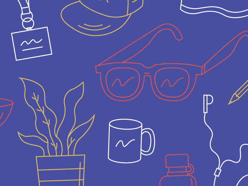 Good. Vibes. Only. head phones pencil hat coffee plant sun glasses line sketch illustration