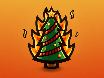 Burning Christmas tree mascot logo