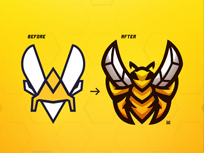 Vitality Rebrand // Before and After bee logo bee mascot logo branding esports logo icon illustration illustrator logo logo design logo mark mark mascot logo mascot logo design vector