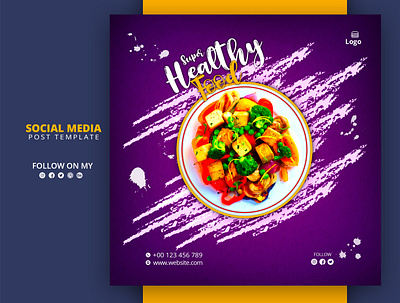 Healthy Food Social Media Post Template. delicious food banner instagram post