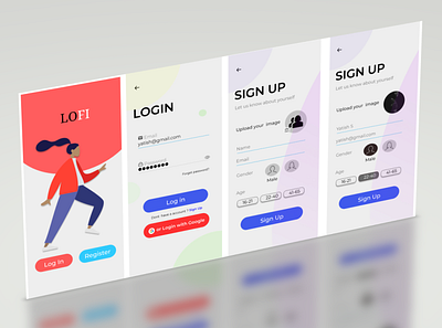 Login and Sign up screen app design flat graphic design icon illustration minimal typography ui ux vector web