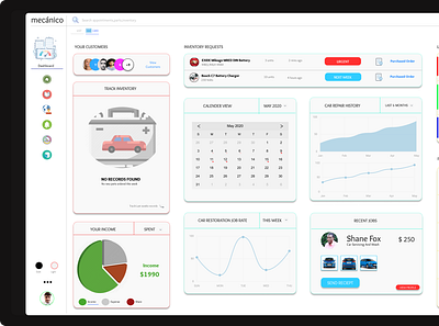 Mechanic Dashboard System app branding design flat graphic design icon minimal typography ui ux web website