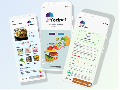 Yocipe! A Recipe App adobe adobexd app art branding clean design figma flat graphic design illustration illustrator minimal mobile typography ui ux vector