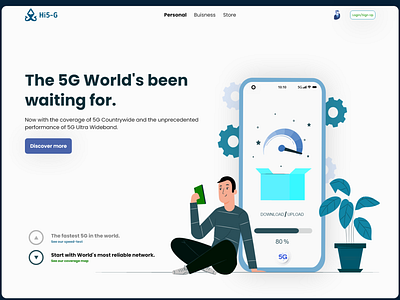 Landing page design of 5G network providers' website. adobe xd branding clean dailyui design graphic design illustration landing page logo minimal ui ux web