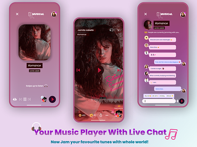 Music Player App with Live Chat Feature. app chat dailyui design figma graphic design ios live chat minimal mobile mobile app music app music player ui ui ux