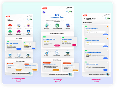 Life Insurance company App Design.