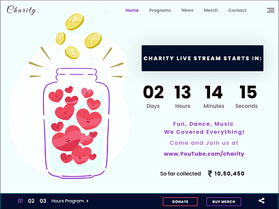 Countdown timer for charity website. animation branding clean design graphic design illustration minimal ui ux web website