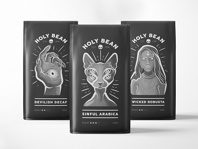 Holy Bean Coffee Packaging branding coffee illustration package design packagedesign packaging