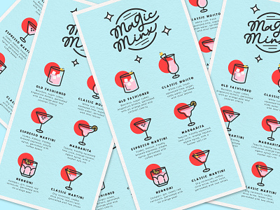 Magic Minx Cocktail Parlor Menu Design bar bold brand identity branding cocktail menu custom design food and beverage graphic graphic design identity illustration logo menu print typography