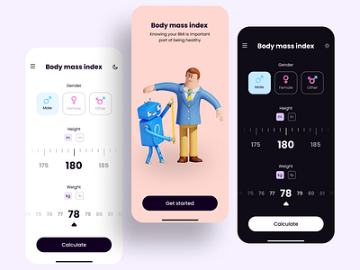 BMI calculator UI concept 3d bmi calculator dailyui health ui