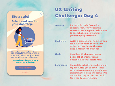 UX Writing Challenge: Day 4 app daily dailychallenge experiment promotion promotional promotional design study supermarket user experience ux ux design uxwriting writing writingchallenge