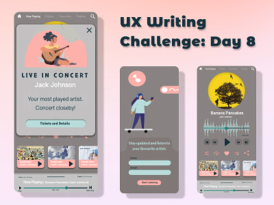 UX Writing Challenge: Day 8 alert concert daily challange dailychallenge day 8 design music music app music player notification popup user experience ux ux writing writing