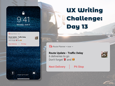 UX Writing Challenge: Day 13 dailychallenge notification push notification push notifications route user experience ux ux writing writing