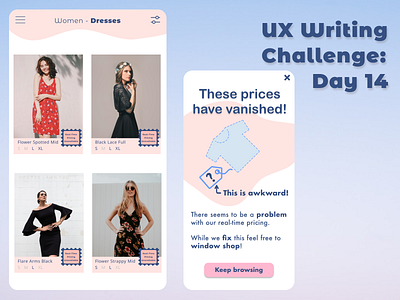 UX Writing Challenge: Day 14 app clothing clothing app error error message error page user experience ux uxwriting writing