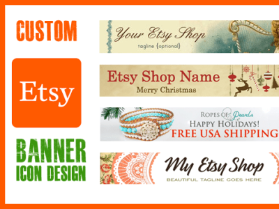 make you an etsy banner icon logo or cover photo animation design etsy etsy banner etsy logo etsy shop flatdesign illustration unique logo