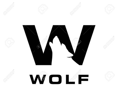 letter w and wolf negative space