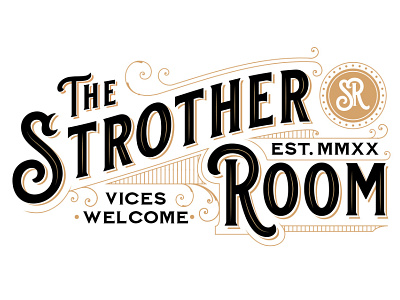 The Strother Room Logo black white brand identity branding illustration line logo logo logo design typography victorian