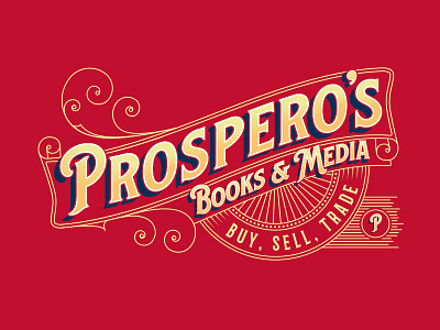 Prospero's Books & Media Logo books bookstore brand identity branding branding design graphic illustration logo logo design logo designer logotype rebranding retro typography vintage