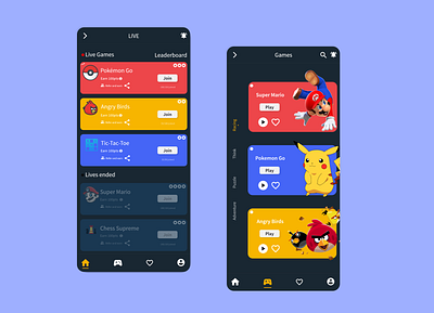 Mobile Game Interface ai contrastcolors darkmode game illustration interface livegaming mobile ui mobileapplication uiuxdesign user experience userinterface vector xd