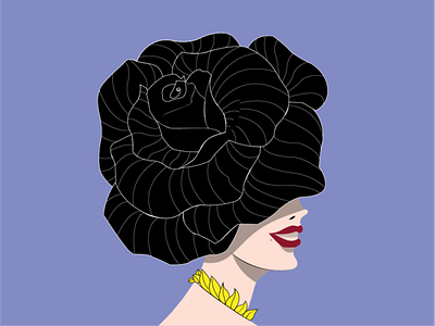 Black Lady a lady in black adobe illustrator beauty big fat hair black lady design fantasy art flower illustration illustrations portrait