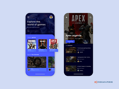 Game Streaming Mobile UI darkmode flatdesign gameapp mobile ui uiuxdesign user experience user interface xd