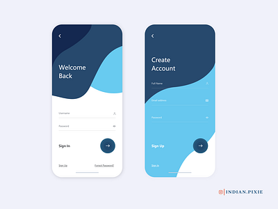 Sign In & Up Screens - Flat Design flat design minimal design mobile ui sign in screen signup screen uiuxdesign uiuxdesigner user experience user inteface xd