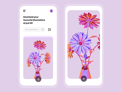 Illustrations Downloader - Light Mobile UI clean design design flatdesign illustration minimalism mobile ui uiuxdesign uiuxdesigner user experience userinterface vector xd