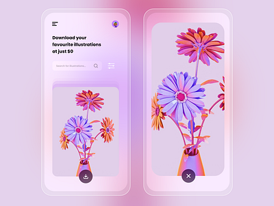 Illustrations Downloader - Transparent Mobile UI clean design design flatdesign illustration minimalism mobile ui transparent uiuxdesign uiuxdesigner user experience userinterface vector xd