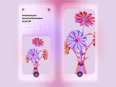 Illustrations Downloader - Transparent Mobile UI clean design design flatdesign illustration minimalism mobile ui transparent uiuxdesign uiuxdesigner user experience userinterface vector xd