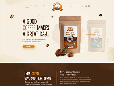 Coffee website design graphic photoshop ui uxui