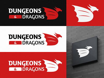 personal rework D&D logo dragon dungeons dungeons and dragons flat logo red redesign rework