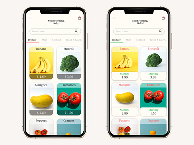 Daily UI #6 - Grocery App daily ui daily ui challenge grocery app illustration interaction design online shop produce product design shopping ux ux design vegetables